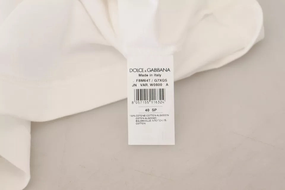 Dolce & Gabbana White Striped Short Sleeves Pullover Top by Dolce & Gabbana