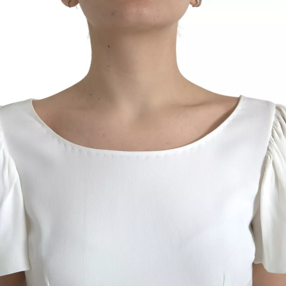 Dolce & Gabbana White Viscose Round Neck Short Sleeves Top by Dolce & Gabbana