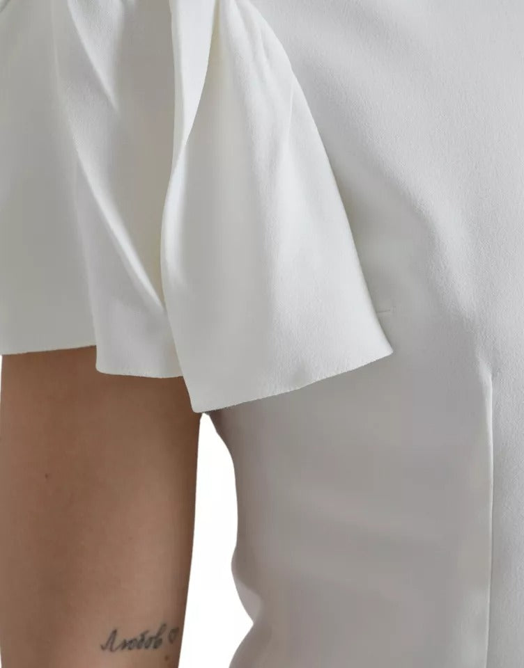 Dolce & Gabbana White Viscose Round Neck Short Sleeves Top by Dolce & Gabbana