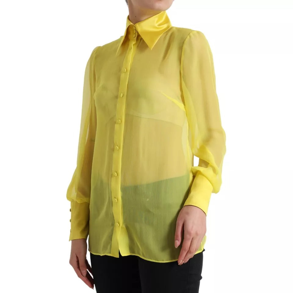 Dolce & Gabbana Yellow Long Sleeve Button Down Blouse Top by Dolce & Gabbana