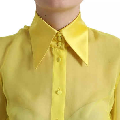 Dolce & Gabbana Yellow Long Sleeve Button Down Blouse Top by Dolce & Gabbana