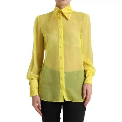 Dolce & Gabbana Yellow Long Sleeve Button Down Blouse Top by Dolce & Gabbana