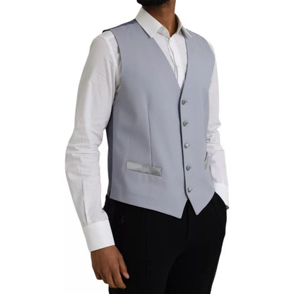 Gilet de soirée en laine bleu clair Dolce &amp; Gabbana