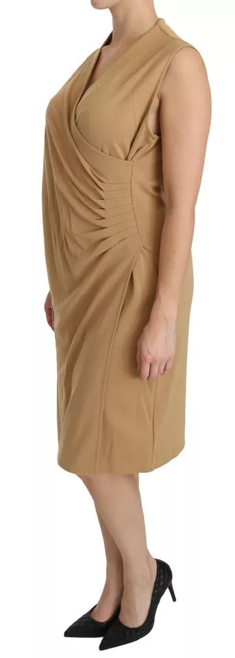 Ralph Lauren Brown V-neck Shift Knee Length Viscose Dress by Ralph Lauren