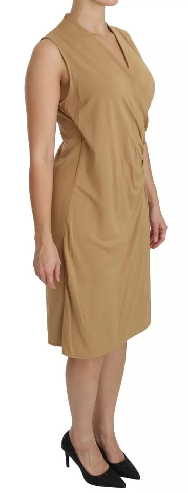 Ralph Lauren Brown V-neck Shift Knee Length Viscose Dress by Ralph Lauren