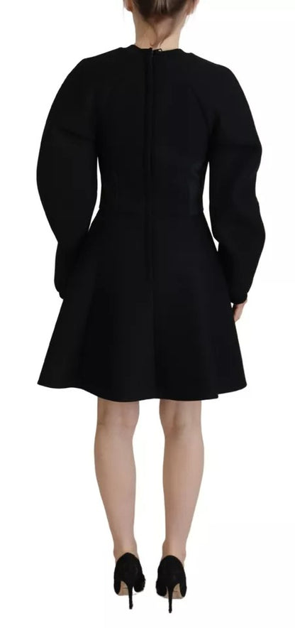 Dolce & Gabbana Black Long Sleeves A-line Mini Cotton Dress by Dolce & Gabbana