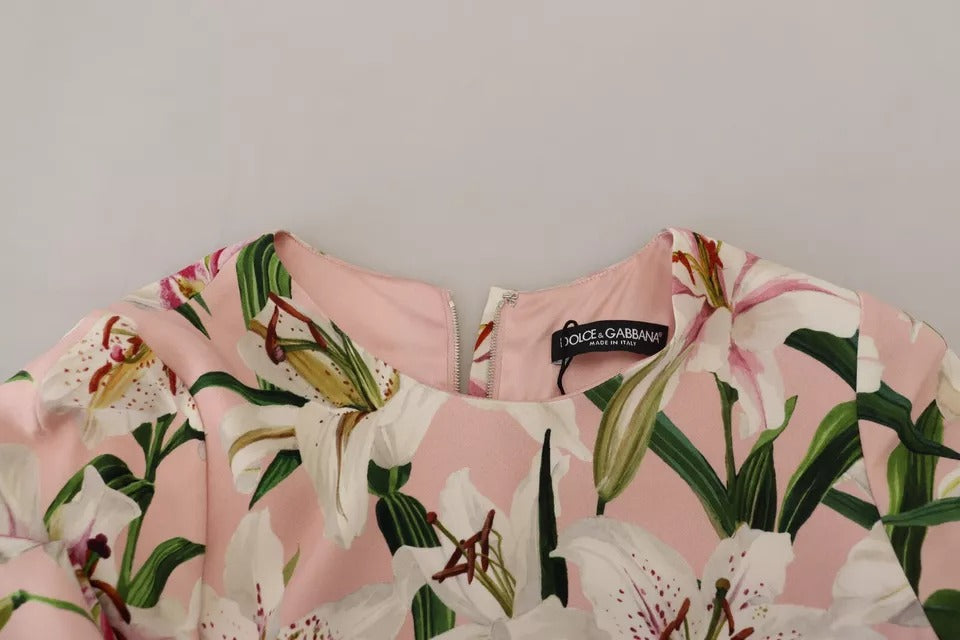 Dolce & Gabbana Pink Lily Viscose Sheath Knee Length Dress by Dolce & Gabbana