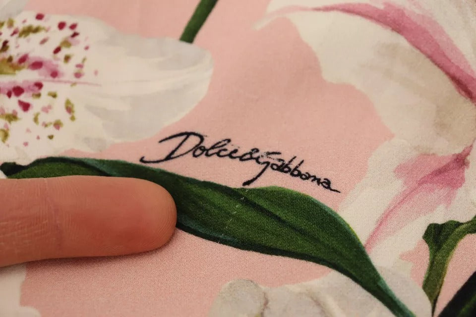 Dolce & Gabbana Pink Lily Viscose Sheath Knee Length Dress by Dolce & Gabbana