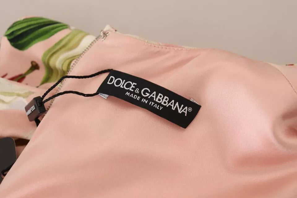 Dolce & Gabbana Pink Lily Viscose Sheath Knee Length Dress by Dolce & Gabbana