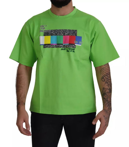 Dolce & Gabbana Green Cotton DG CHANNEL Top T-shirt by Dolce & Gabbana