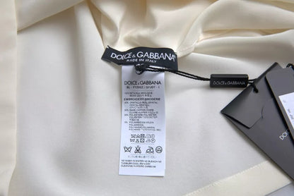 Dolce & Gabbana White Silk Crystal 3/4 Sleeves Blouse Top by Dolce & Gabbana