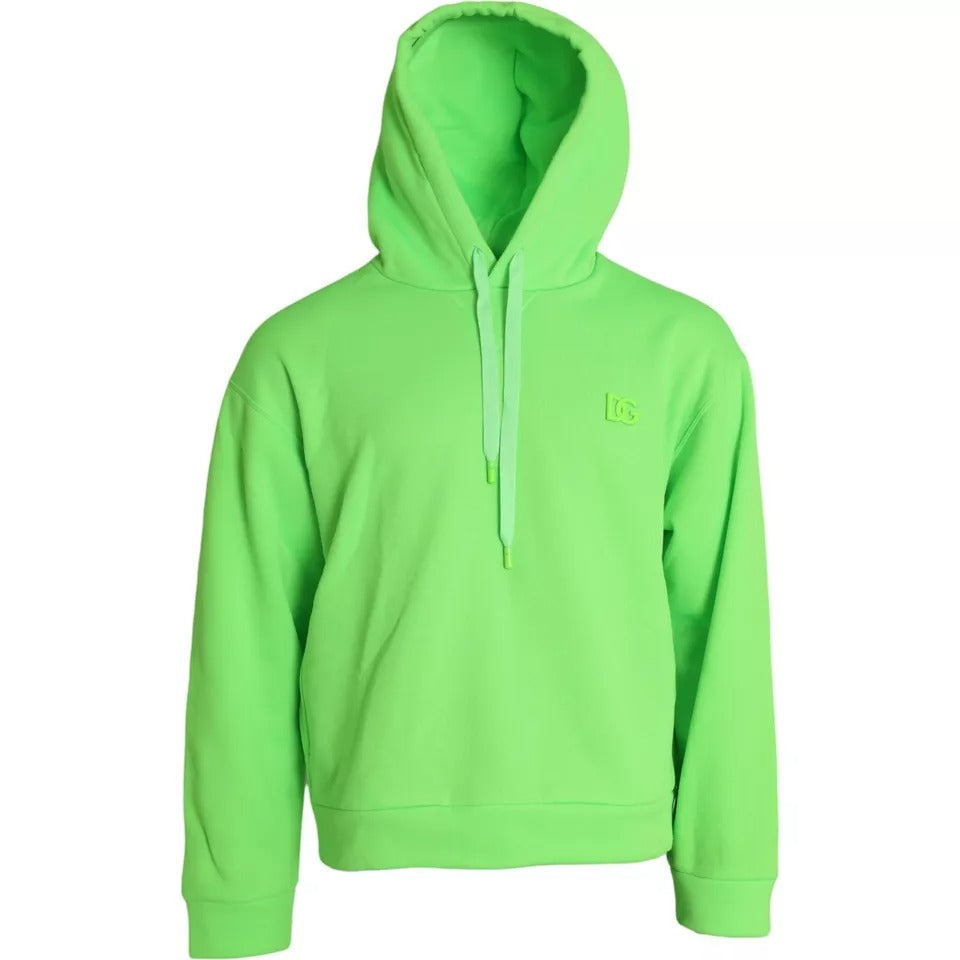 Dolce & Gabbana Neon Green Logo Pullover Hooded Sweatshirt Sweater by Dolce & Gabbana