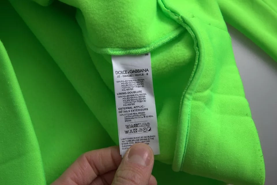 Dolce & Gabbana Neon Green Logo Pullover Hooded Sweatshirt Sweater by Dolce & Gabbana