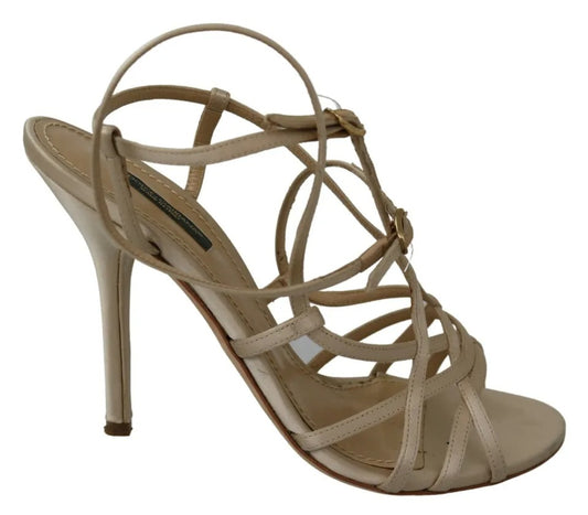 Sandales à talons et bride cheville en soie dorée Dolce &amp; Gabbana