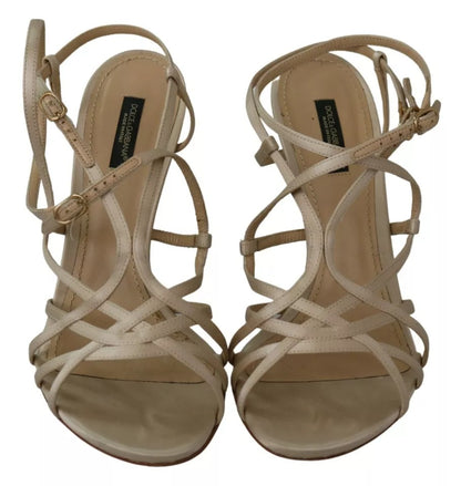 Sandales à talons et bride cheville en soie dorée Dolce &amp; Gabbana