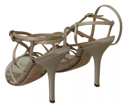 Sandales à talons et bride cheville en soie dorée Dolce &amp; Gabbana