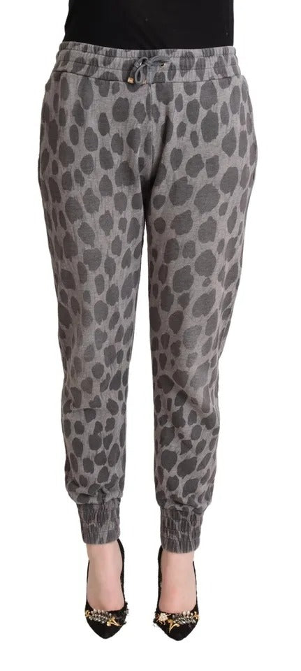 Dolce & Gabbana Gray Leopard Print Sweatpants Jogger Pants by Dolce & Gabbana
