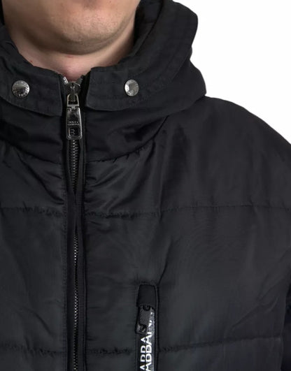 Dolce &amp; Gabbana Parka à capuche en nylon noir Veste d'hiver