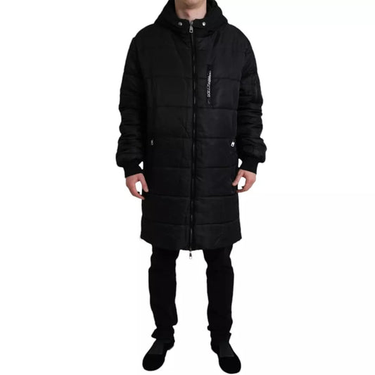 Dolce &amp; Gabbana Parka à capuche en nylon noir Veste d'hiver