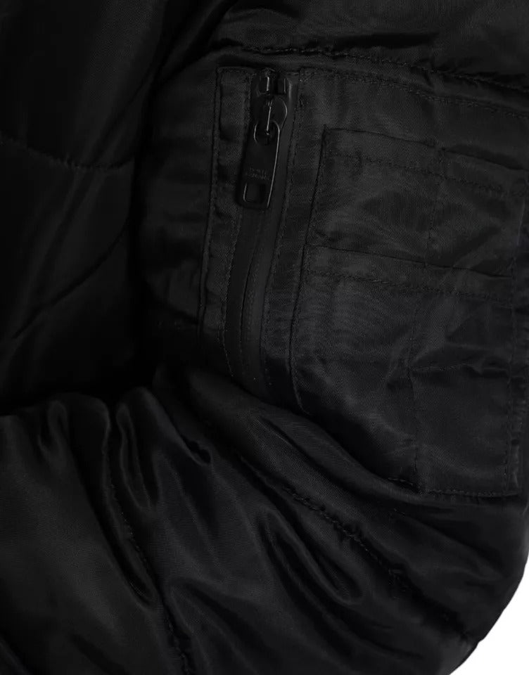 Dolce &amp; Gabbana Parka à capuche en nylon noir Veste d'hiver
