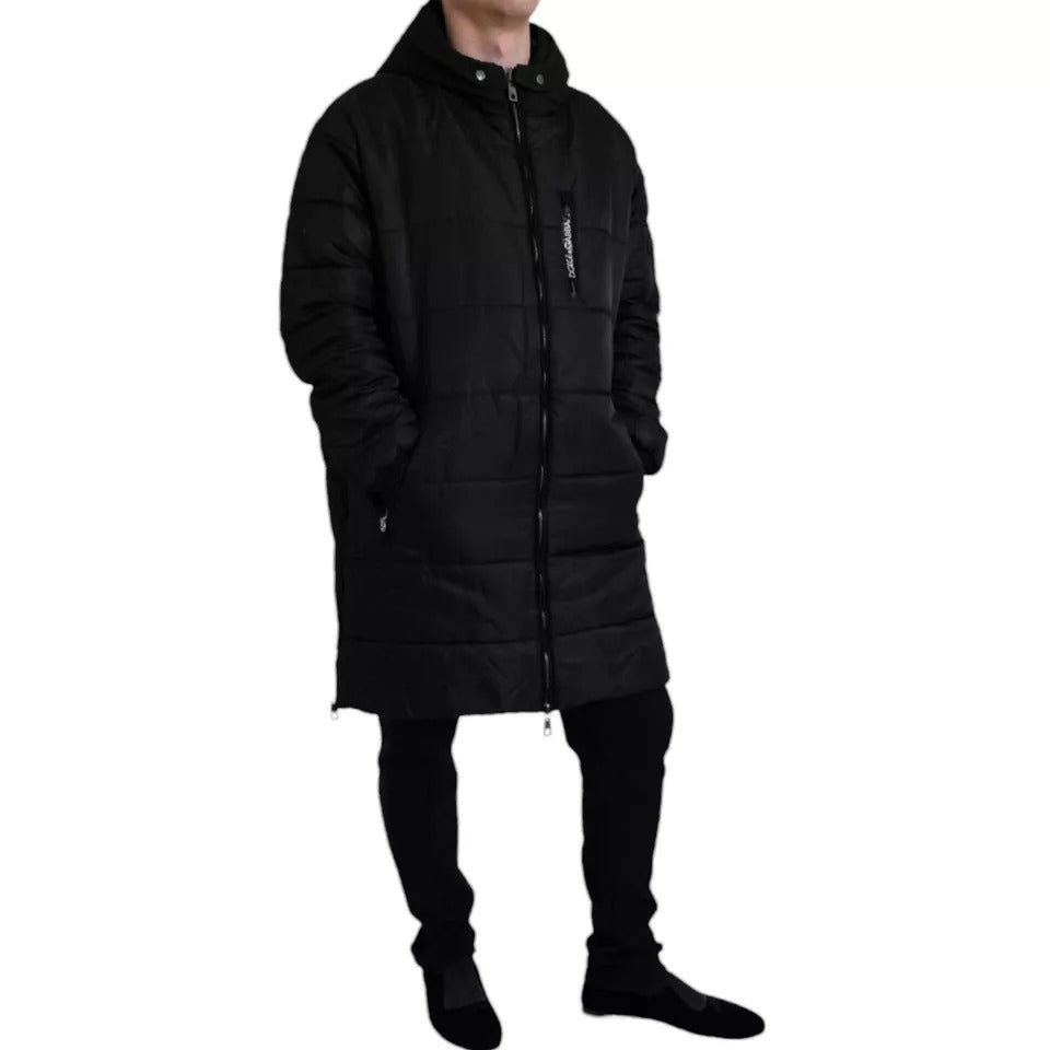 Dolce &amp; Gabbana Parka à capuche en nylon noir Veste d'hiver