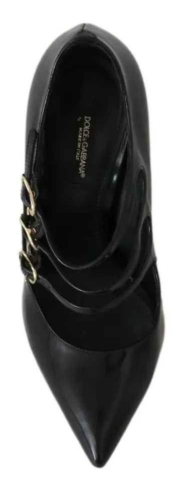 Escarpins à talons et bride cheville en cuir noir Dolce &amp; Gabbana
