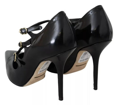 Escarpins à talons et bride cheville en cuir noir Dolce &amp; Gabbana