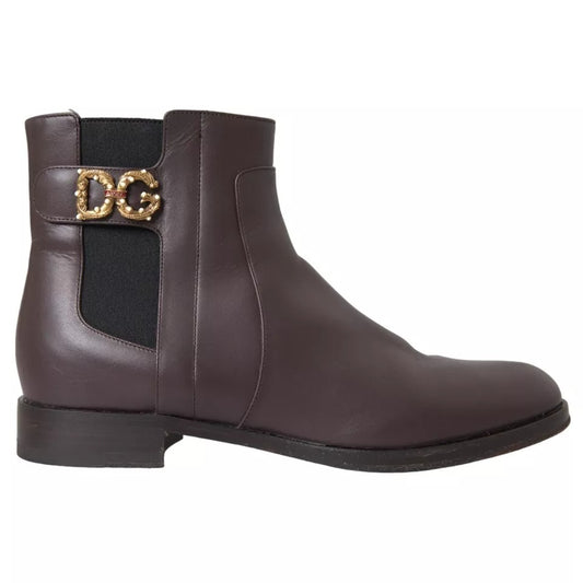 Bottines plates AMORE en cuir marron Dolce &amp; Gabbana