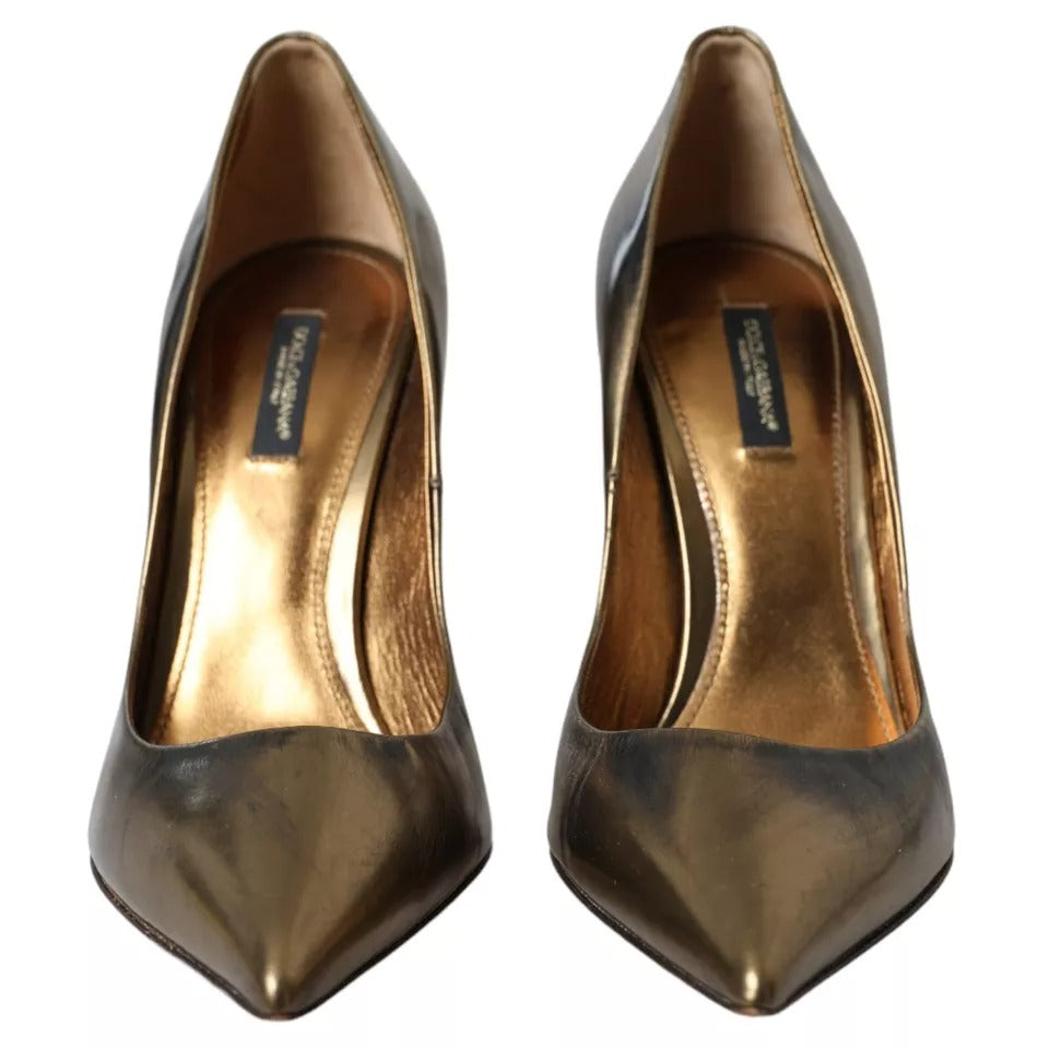 Escarpins à talons en cuir bronze Dolce &amp; Gabbana