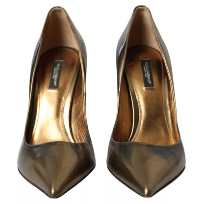 Escarpins à talons en cuir bronze Dolce &amp; Gabbana