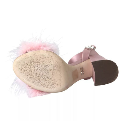 Sandales Dolce &amp; Gabbana à plumes de dinde roses et cristaux