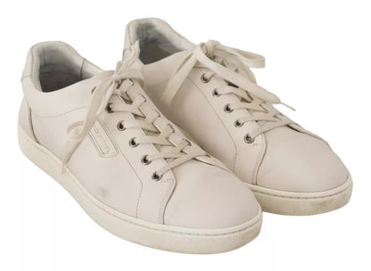 Dolce & Gabbana White Casual Leather Logo Men Sneakers Shoes by Dolce & Gabbana