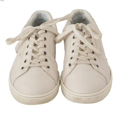 Dolce & Gabbana White Casual Leather Logo Men Sneakers Shoes by Dolce & Gabbana