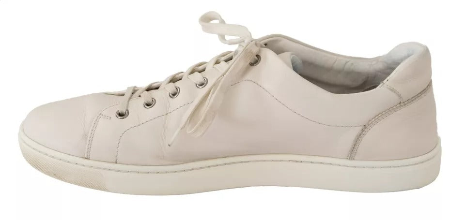 Dolce & Gabbana White Casual Leather Logo Men Sneakers Shoes by Dolce & Gabbana