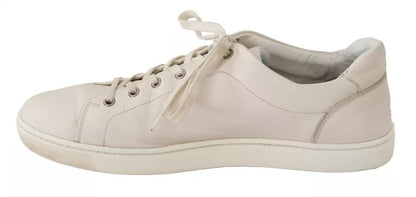 Dolce & Gabbana White Casual Leather Logo Men Sneakers Shoes by Dolce & Gabbana