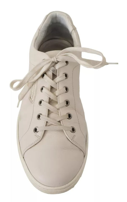 Dolce & Gabbana White Casual Leather Logo Men Sneakers Shoes by Dolce & Gabbana