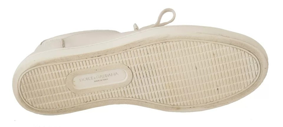 Dolce & Gabbana White Casual Leather Logo Men Sneakers Shoes by Dolce & Gabbana