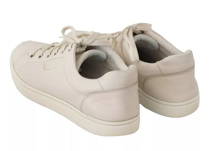 Dolce & Gabbana White Casual Leather Logo Men Sneakers Shoes by Dolce & Gabbana