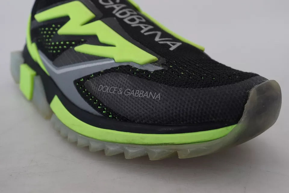 Dolce & Gabbana Black Yellow SORRENTO Sport Stretch Sneakers Shoes by Dolce & Gabbana