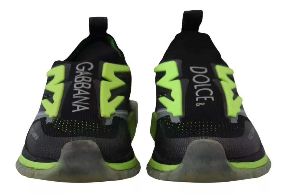 Dolce & Gabbana Black Yellow SORRENTO Sport Stretch Sneakers Shoes by Dolce & Gabbana