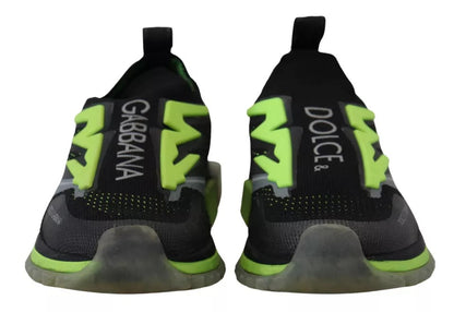 Dolce & Gabbana Black Yellow SORRENTO Sport Stretch Sneakers Shoes by Dolce & Gabbana