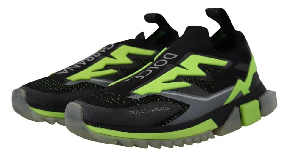 Dolce & Gabbana Black Yellow SORRENTO Sport Stretch Sneakers Shoes by Dolce & Gabbana
