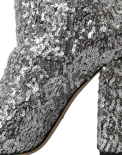 Bottes hautes extensibles à paillettes argentées Dolce &amp; Gabbana