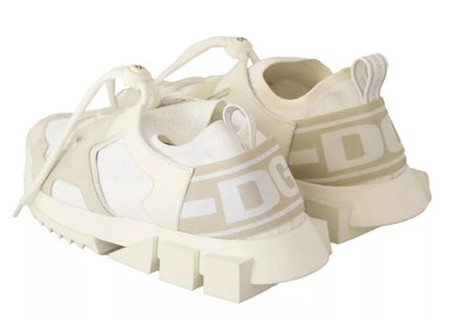 Dolce & Gabbana White Fabric Suede Sorrento Lace Up Sneakers Shoes by Dolce & Gabbana