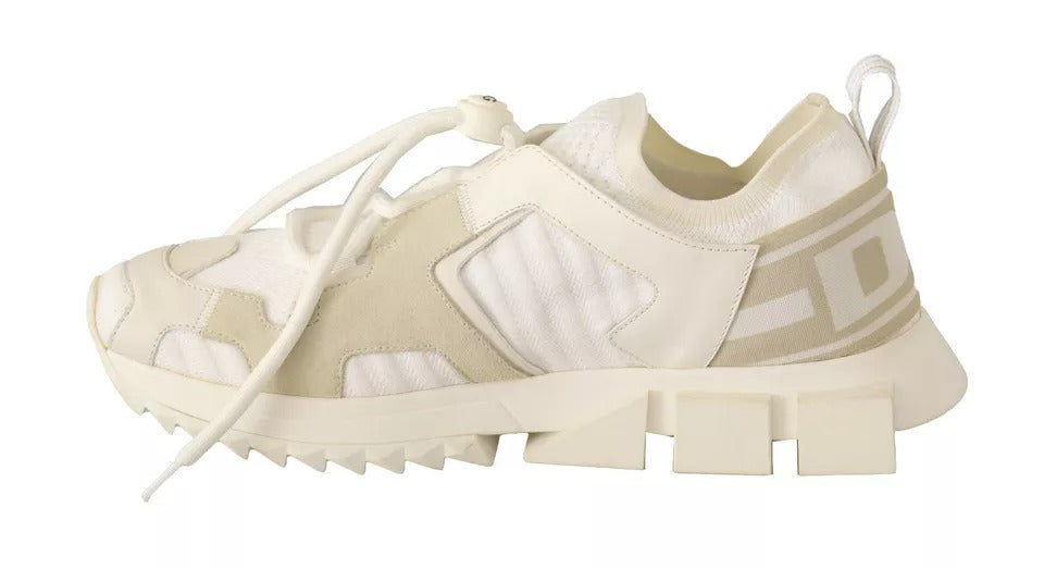 Dolce & Gabbana White Fabric Suede Sorrento Lace Up Sneakers Shoes by Dolce & Gabbana