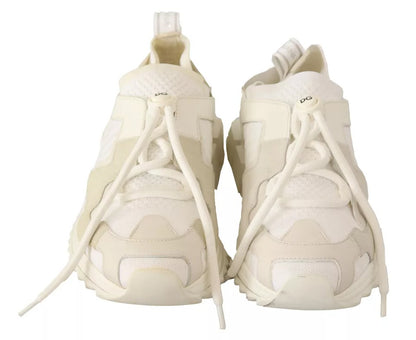 Dolce & Gabbana White Fabric Suede Sorrento Lace Up Sneakers Shoes by Dolce & Gabbana