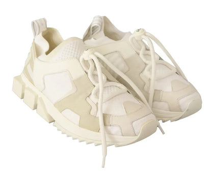 Dolce & Gabbana White Fabric Suede Sorrento Lace Up Sneakers Shoes by Dolce & Gabbana