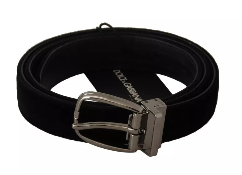 Ceinture Dolce &amp; Gabbana en velours noir avec boucle en métal argenté