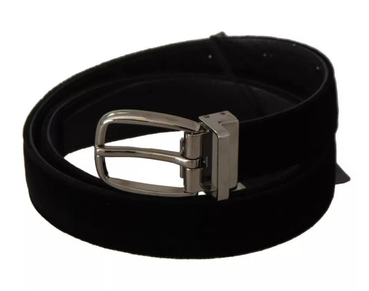 Ceinture Dolce &amp; Gabbana en velours noir avec boucle en métal argenté