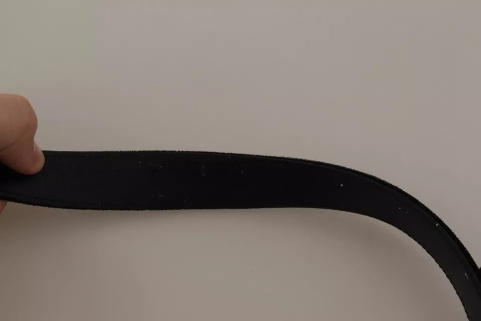 Ceinture Dolce &amp; Gabbana en velours noir avec boucle en métal argenté